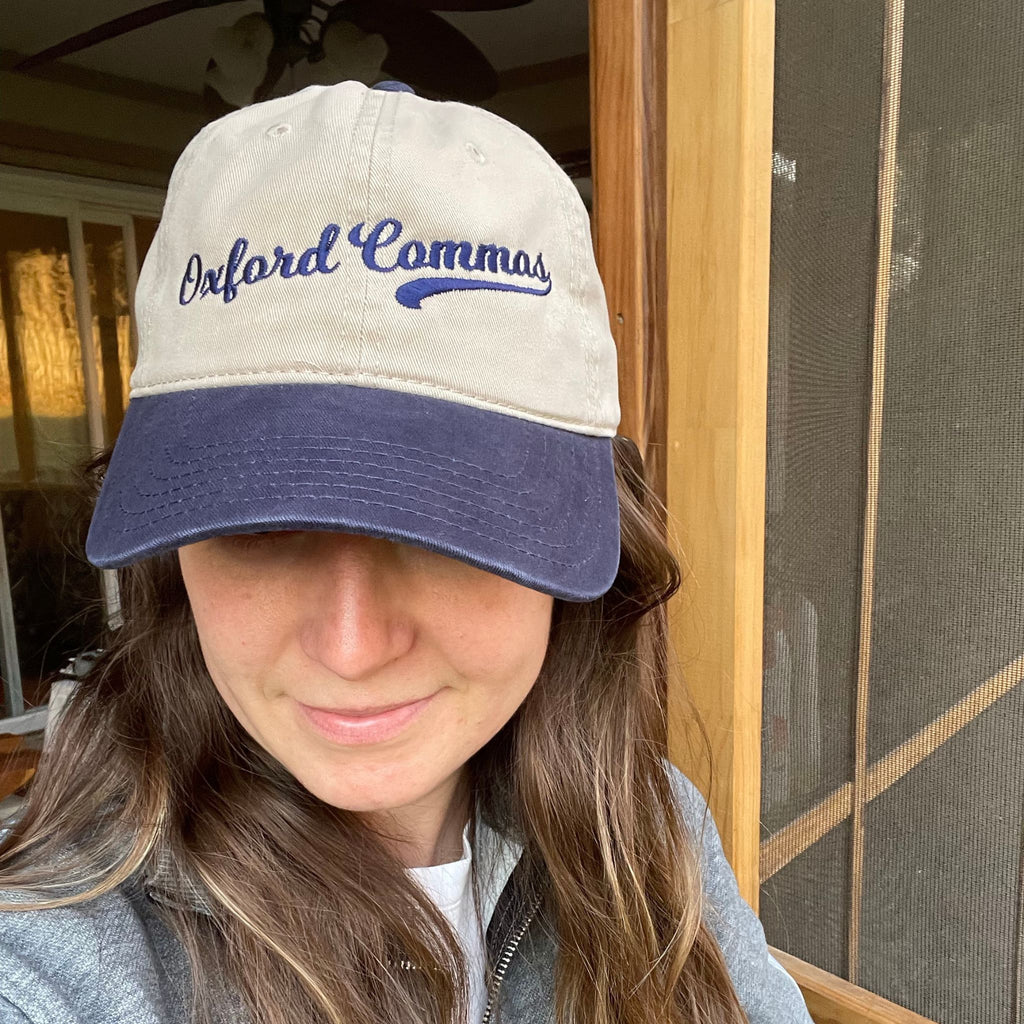 Navy Color Block Oxford Commas Baseball Cap